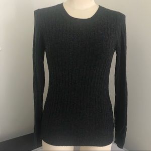 J Crew Cambridge Cable Crewneck Sweater, Gray, XS